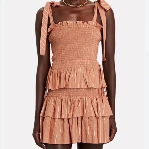 HOUSE OF HARLOW 1960 Corinne Shirted Mini Dress Desert Rose S - Picture 10 of 11